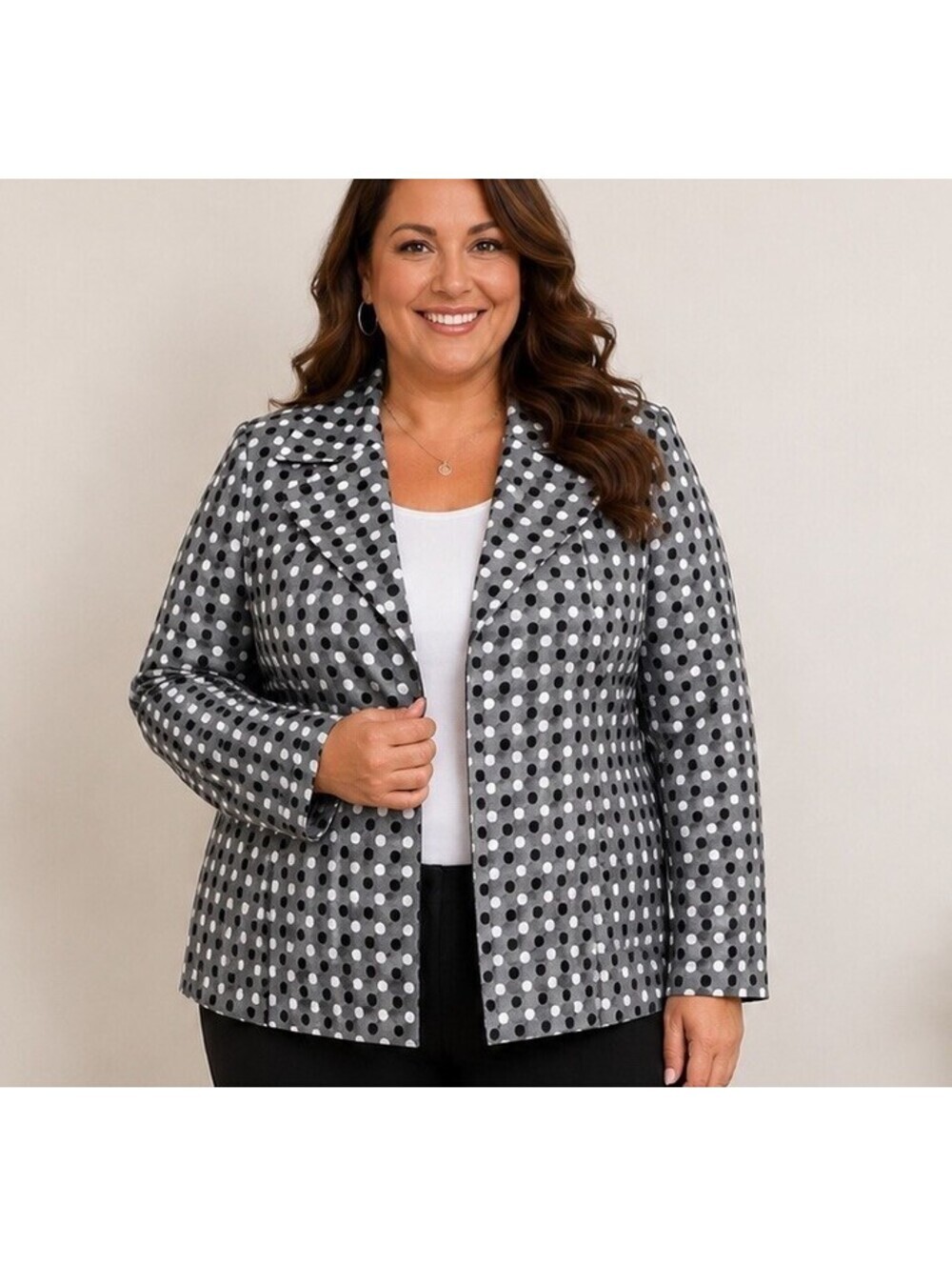 Doncaster Signature Gray Polka Dot Blazer Jacket Women’s 22W Plus Size Career